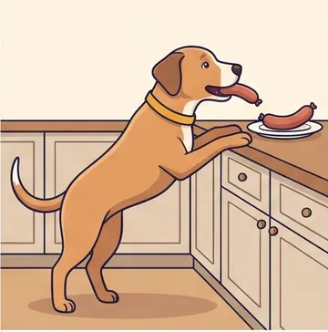 Dibujo de la ficha «Roba comida de la mesa»